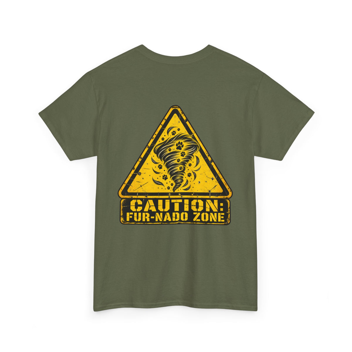 T-Shirt — "Caution: Fur-nado Zone" Graphic Tee (Pet Lover Warning Sign)
