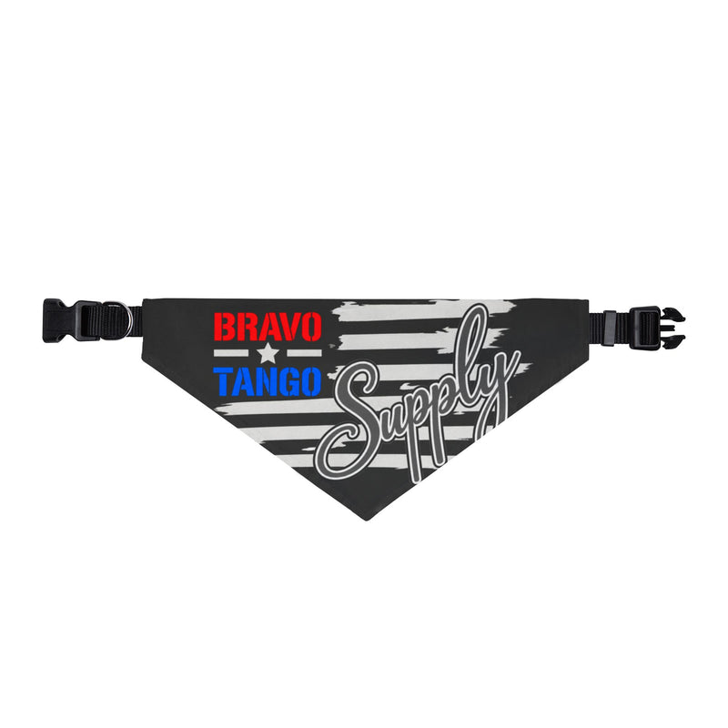Bravo Tango Supply Clip-On Pet Bandana – Patriotic Black Stripe Dog Collar Accessory