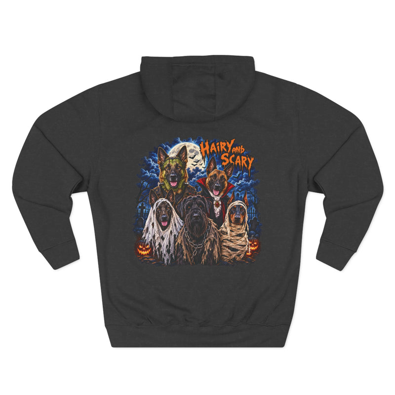 Halloween Dog Costume Hoodie — "Hairy and Scary" Graphic Fleece