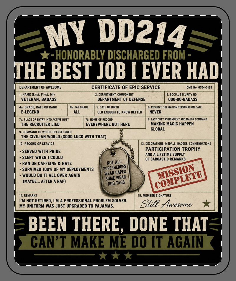 Veteran DD214 Pixel Fleece Blanket — 'My DD214: The Best Job I Ever Had' Honorably Discharged Throw