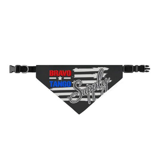 Bravo Tango Supply Clip-On Pet Bandana – Patriotic Black Stripe Dog Collar Accessory
