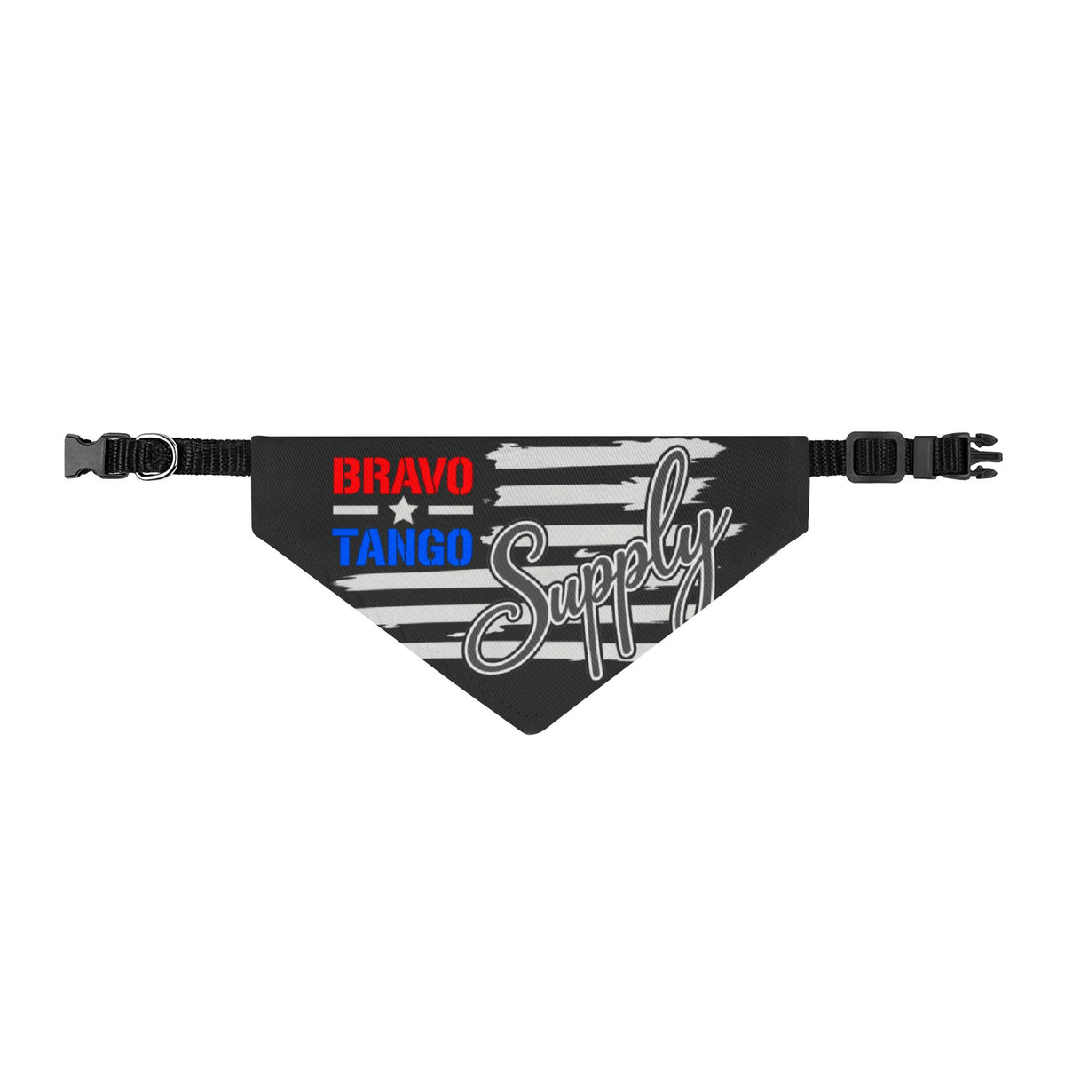 Bravo Tango Supply Clip-On Pet Bandana – Patriotic Black Stripe Dog Collar Accessory