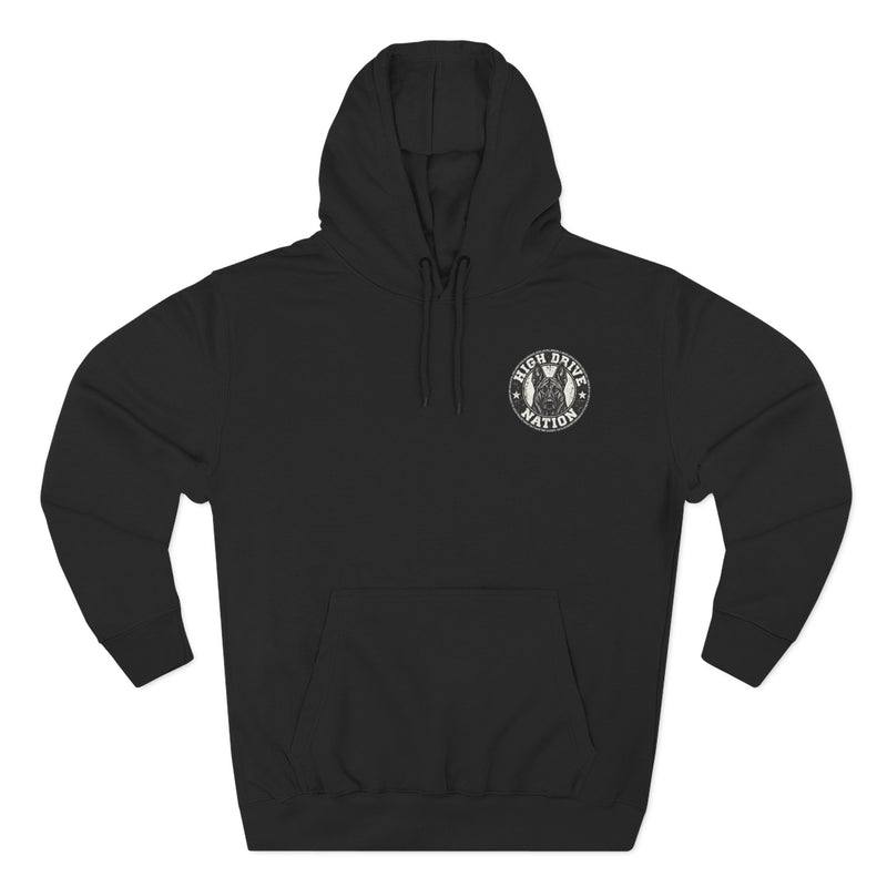 K9 Unit Shield Hoodie — Camouflage Dutch Shepherd Tactical Dog Design